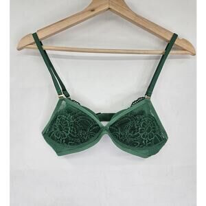 Aerie Bralette Womens Green Lace Lightly Padded Size 32B